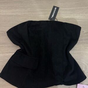 PrettyLittleThing Black Ribbed Top